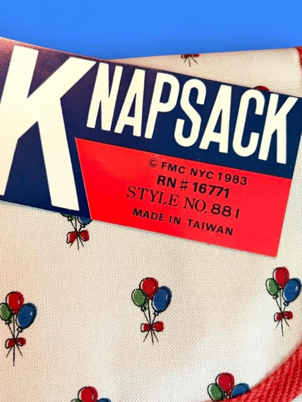 1983 Red Ballon Print Canvas Knapsack Deadstock